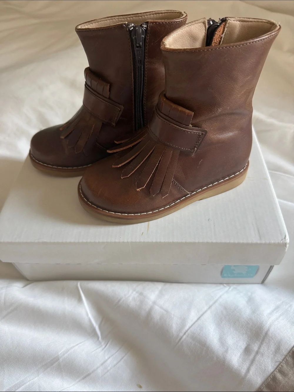 Girls Elephantito Brown Leather Boots